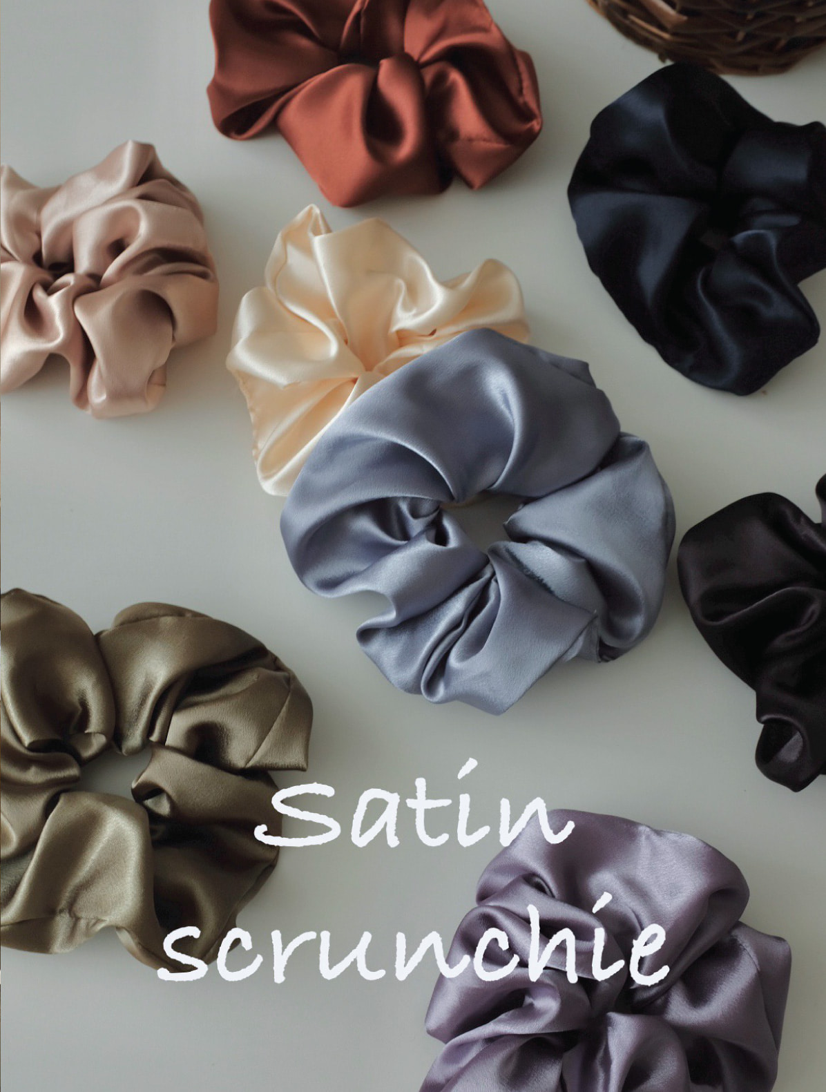 Satin scrunchie (L) / [ 8 colors ]